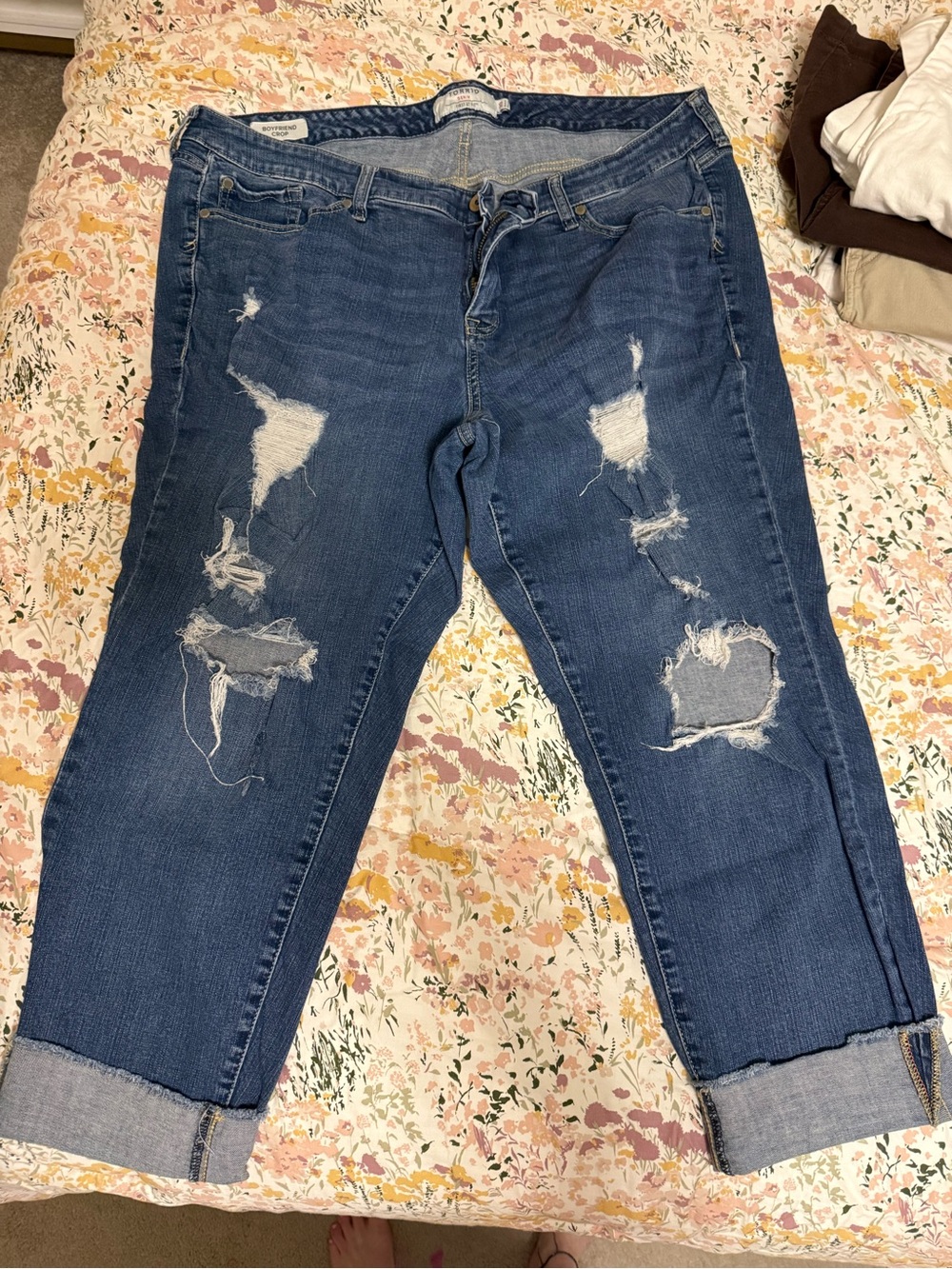 torrid Distressed Dark Blue Cropped Jeans